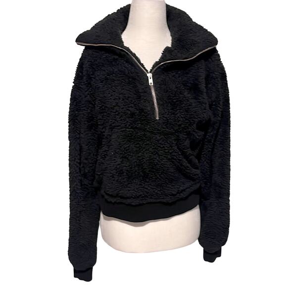 Lovers and friends fuzzy black quarter zip sweater - Picture 1 of 4